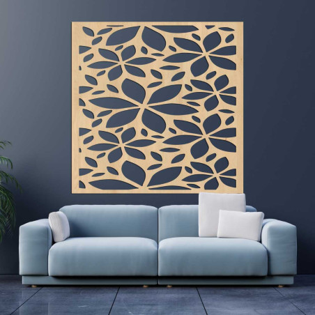 Drewniany kwadratowy obrazek z kwiatkiem - BOTANICA