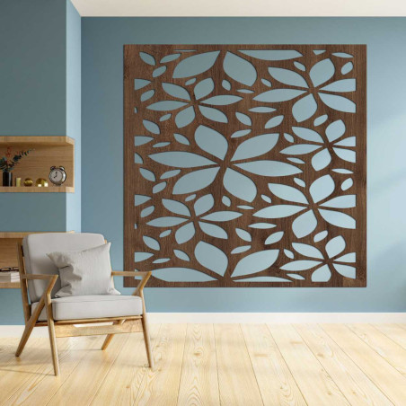 Drewniany kwadratowy obrazek z kwiatkiem - BOTANICA