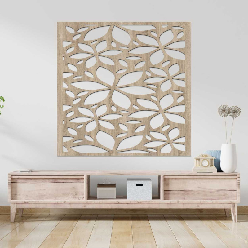 Drewniany kwadratowy obrazek z kwiatkiem -...