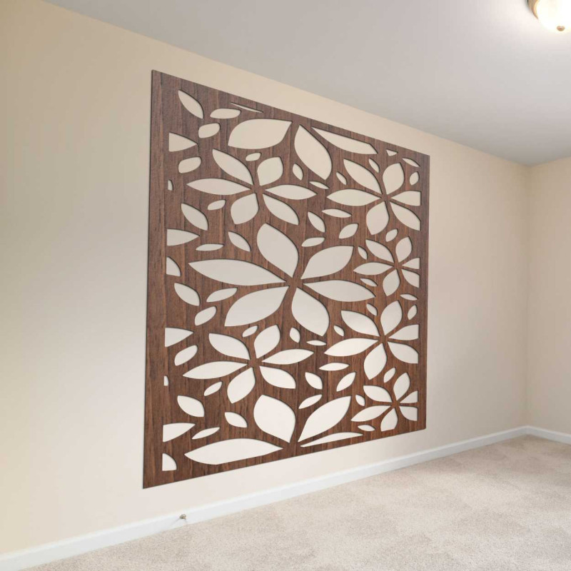 Drewniany kwadratowy obrazek z kwiatkiem -...