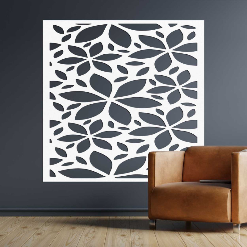 Drewniany kwadratowy obrazek z kwiatkiem -...