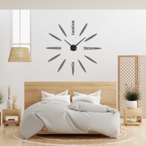 Fragment zegara 3D z nowoczesną tarczą, elementami owalnymi i czytelnymi napisami.