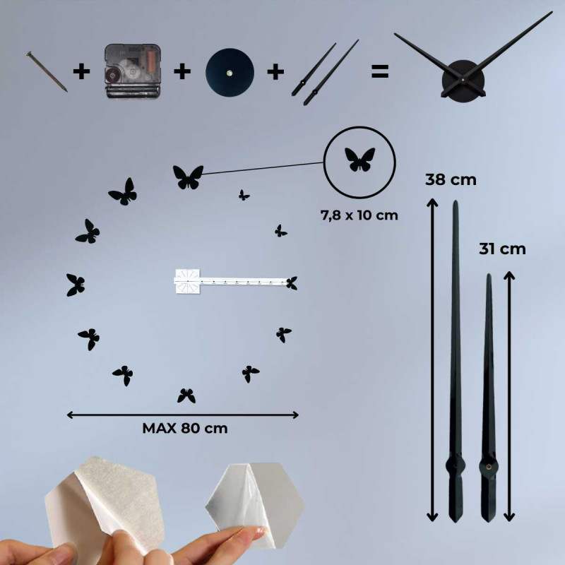 Dekoracyjny zegar motylkowy o delikatnym...