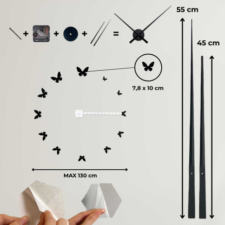 Dekoracyjny zegar motylkowy o delikatnym designie - JASON