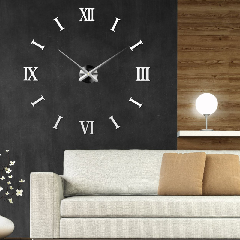 Biały samoprzylepny zegar z efektem 3D, który można zamontować bez użycia narzędzi i wiercenia.