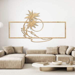 Tropikalny krajobraz z dwiema palmami i miękkimi liniami oceanu. 2