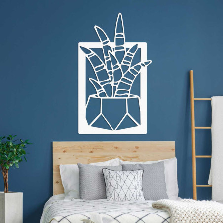 Designerski zestaw drewnianych obrazów z kaktusami w geometrycznych doniczkach