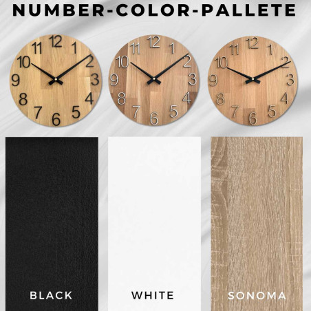 Okrągły zegar z ozdobnym wycięciem w środku i delikatnym wzorem drewna. Okrągły zegar z ozdobnym wycięciem w środku i delikatnym wzorem drewna.