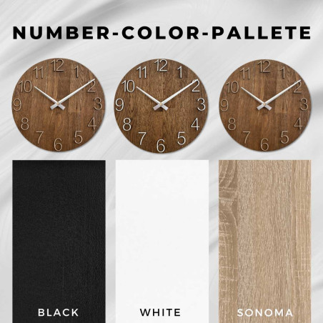 Rzeźbiony drewniany zegar z prostą tarczą i minimalistycznym wzornictwem. Rzeźbiony drewniany zegar z prostą tarczą i minimalistycznym wzornictwem.