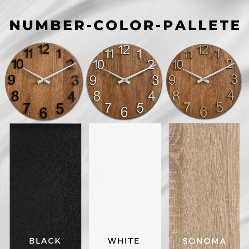 Zegar ścienny dębowy z cyframi arabskimi - DOMODRA