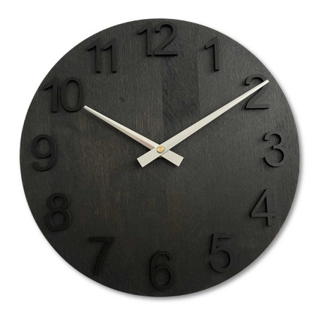 Minimalistyczny drewniany zegar z metalowymi wskazówkami Minimalistyczny drewniany zegar z metalowymi wskazówkami