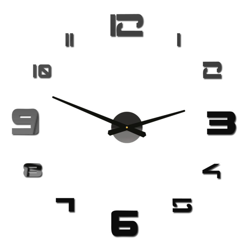 Nowoczesny zegar wykonany z błyszczącego pleksiglasu, łatwy montaż.