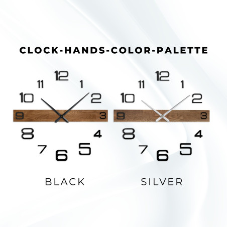 Designerski drewniany zegar ścienny z ciemnymi wskazówkami i oddzielnymi, dużymi cyframi. Designerski drewniany zegar ścienny z ciemnymi wskazówkami i oddzielnymi, dużymi cyframi.