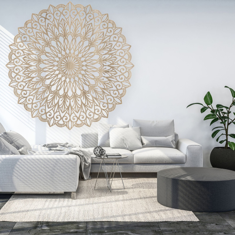 Drewniany obrazek. Kwiat życia to symbol harmonii.