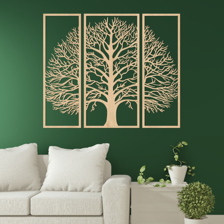 Drewniana dekoracja ścienna Drzewo Życia: 3-częściowa drewniana dekoracja ścienna Drewniana dekoracja ścienna Drzewo Życia: 3-częściowa drewniana dekoracja ścienna