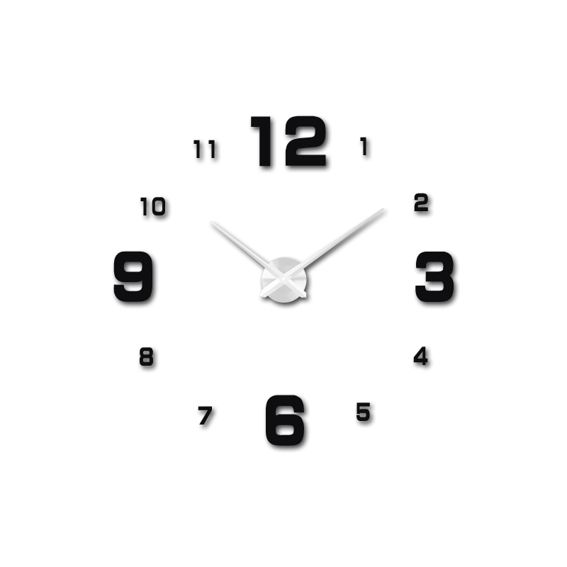 Zegar ścienny samoprzylepny, zegar luksusowy na stencie, zegar plastikowy