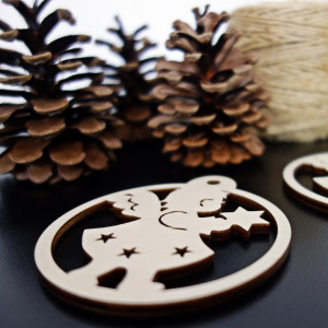 Ozdoby świąteczne z drewna, wymiary: 79x90 mm 2