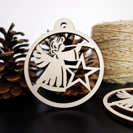 Drewniana ozdoba świąteczna - Anioł, wymiary: 79x90 mm Drewniana ozdoba świąteczna - Anioł, wymiary: 79x90 mm