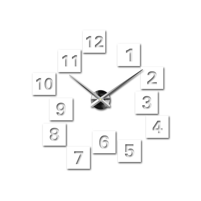 Samoprzylepny zegar ścienny, luksusowy zegar na stencie, zegar plastikowy