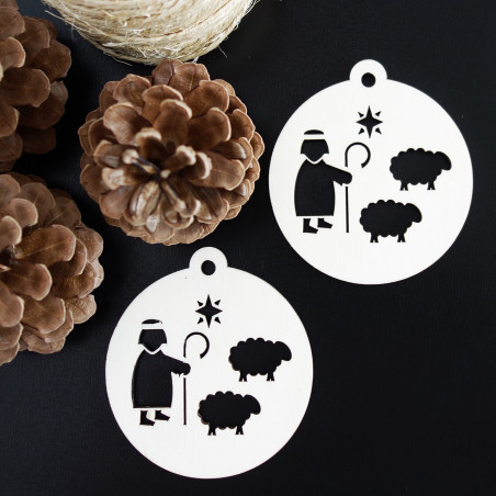 Drewniana ozdoba świąteczna - Pasterz, wymiary: 79x90 mm