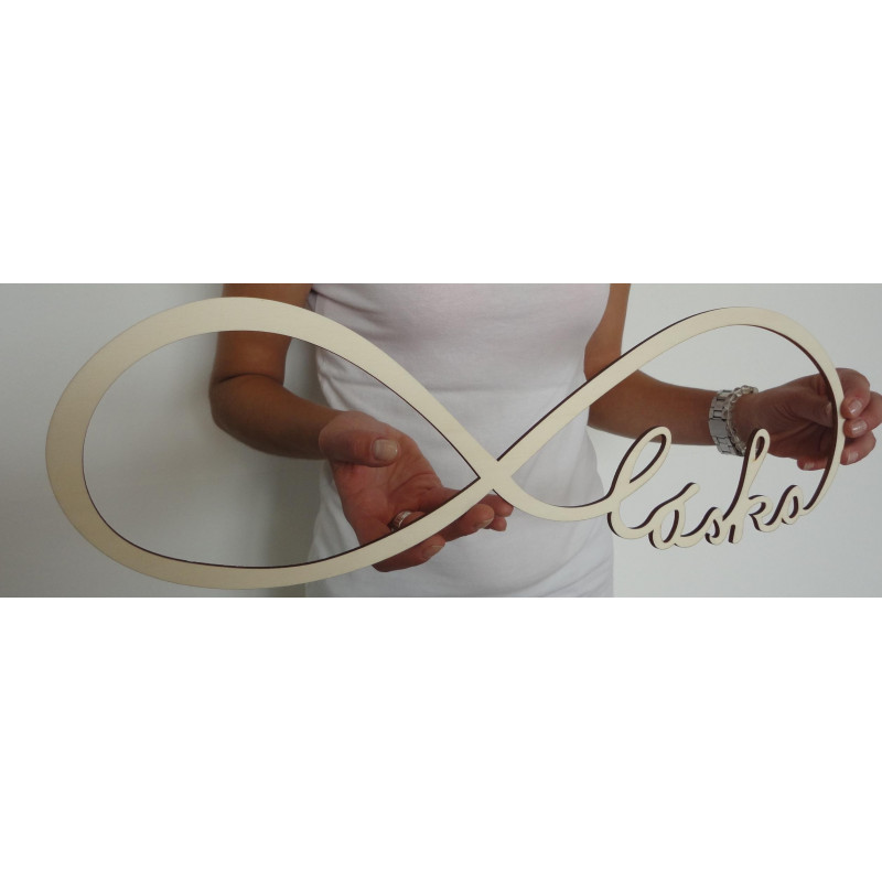 Drewniany napis. Wieczna miłość. Rozmiar: 500 x 164 mm