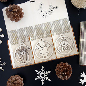 Drewniane ozdoby choinkowe, 1 zestaw -18 szt 2