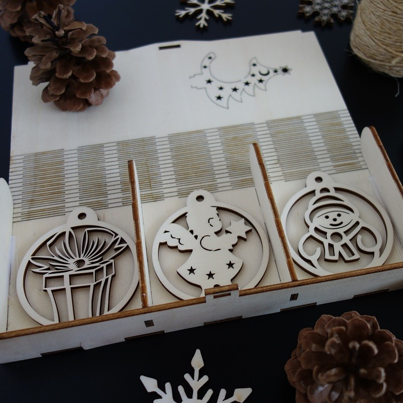 Drewniane ozdoby choinkowe, 1 zestaw -18 szt