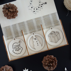 Drewniane ozdoby choinkowe, 1 zestaw 18 szt 2