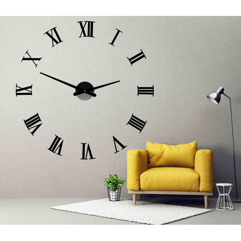 Samoprzylepny zegar ścienny rzymski 2D z pleksi