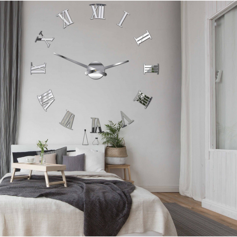 Samoprzylepny zegar ścienny rzymski 2D z pleksi