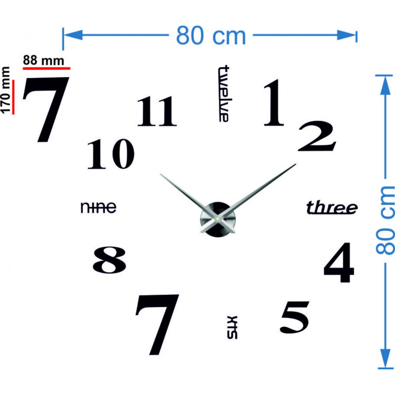 Nowoczesny zegar ścienny siedem 2D pleksi LUSTRO