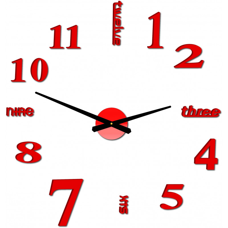 Nowoczesny zegar ścienny siedem 2D pleksi LUSTRO