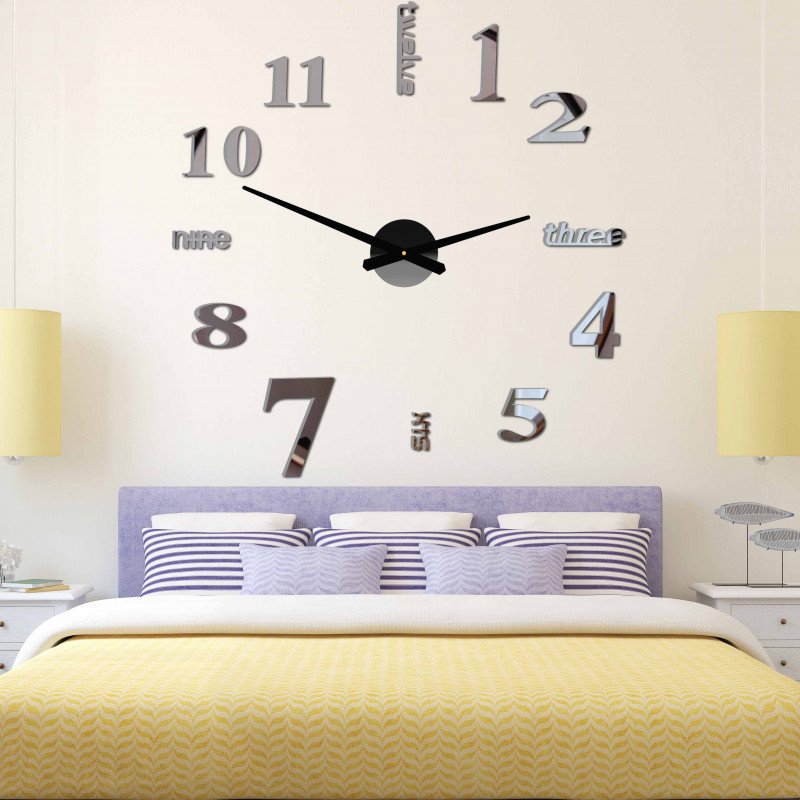 Nowoczesny zegar ścienny siedem 2D pleksi LUSTRO