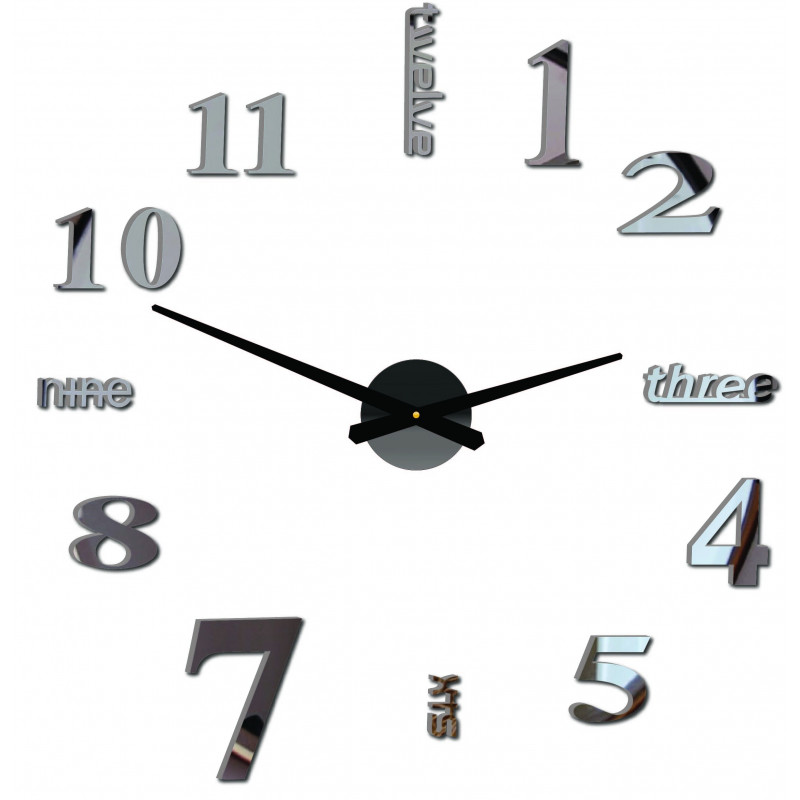 Nowoczesny zegar ścienny siedem 2D pleksi LUSTRO