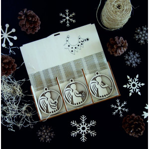 Vintage drewniane ozdoby świąteczne, zestaw zawiera 18 sztuk 2