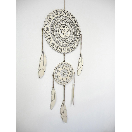 Drewniany łapacz snów z mandalą OM, wykończony ręcznie, naturalna dekoracja, idealny na prezent. Drewniany łapacz snów z mandalą OM, wykończony ręcznie, naturalna dekoracja, idealny na prezent.
