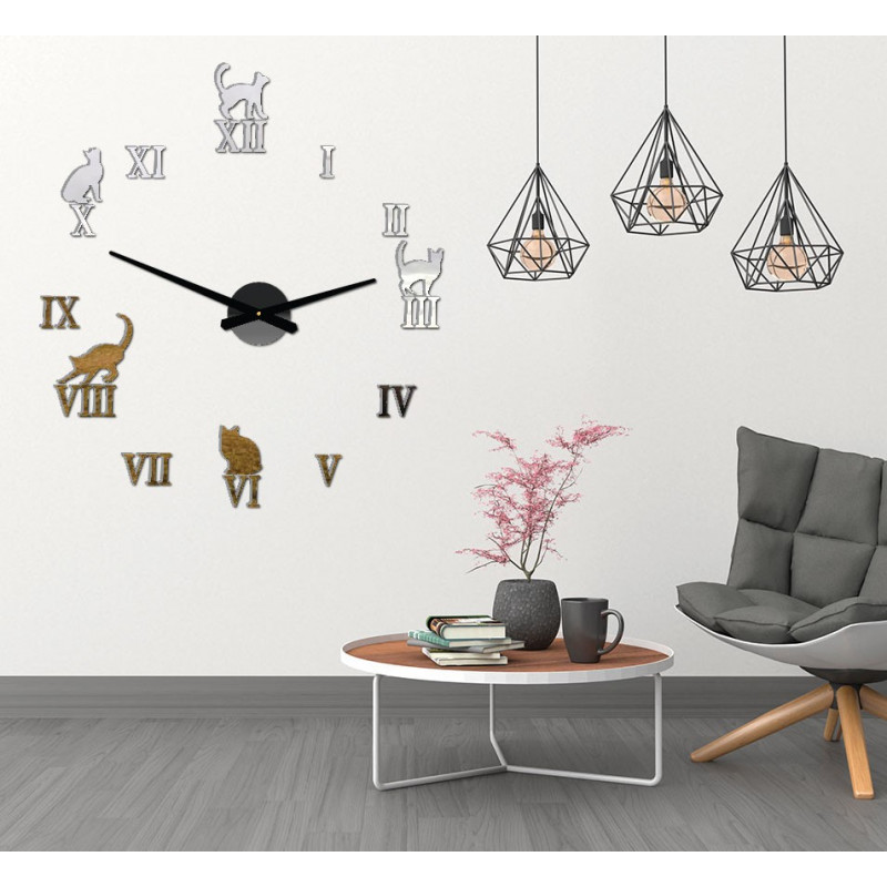 Zegar ścienny DIY CAFORD 2D z kotem