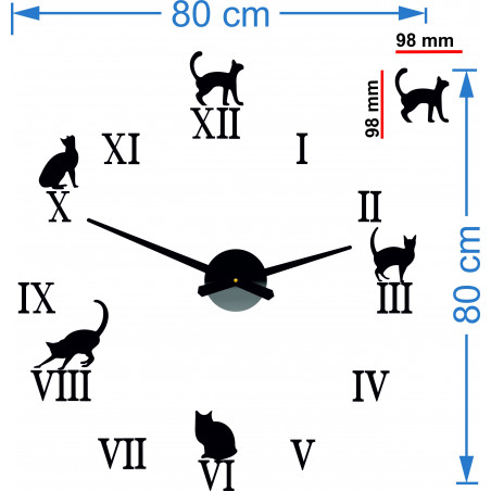 Zegar ścienny DIY CAFORD 2D z kotem