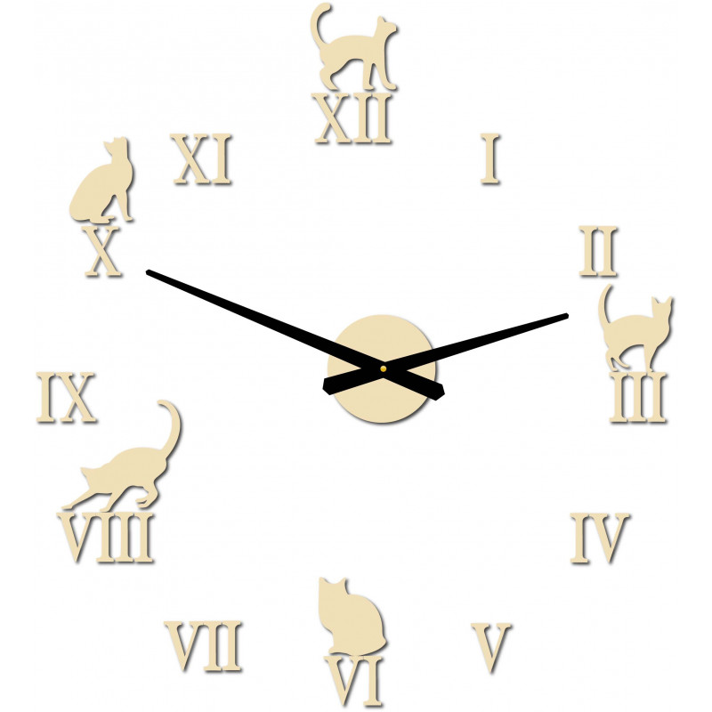 Zegar ścienny DIY CAFORD 2D z kotem