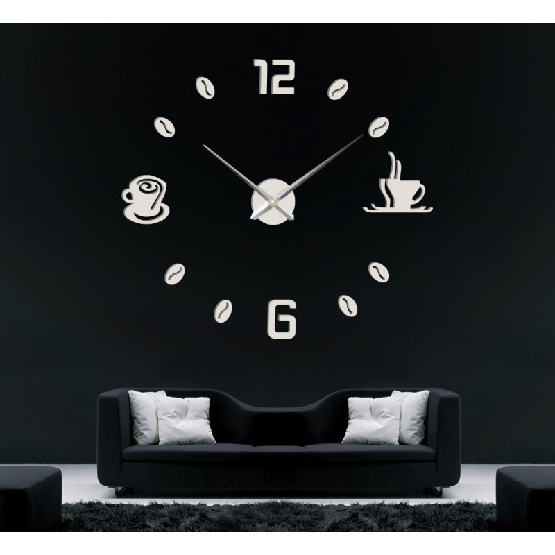 Duży samoprzylepny zegar ścienny COFFE PLEXI