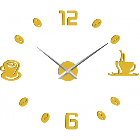Duży samoprzylepny zegar ścienny COFFE PLEXI Duży samoprzylepny zegar ścienny COFFE PLEXI
