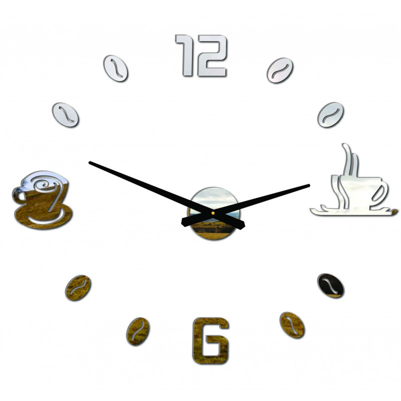 Duży zegar ścienny samoprzylepny COFFE PLEXI