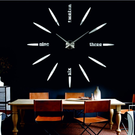 Duży zegar ścienny samoprzylepny lustro 3D DIY SIX