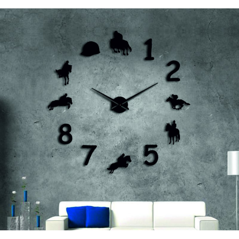 Duży zegar ścienny Rodeo Horse Rider Riding Clock 3D DIY Cowboys