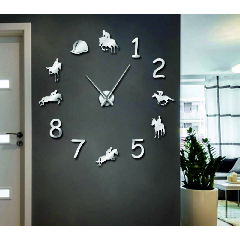 Duży zegar ścienny rodeo konie jeździec zegar 3D DIY kowboje