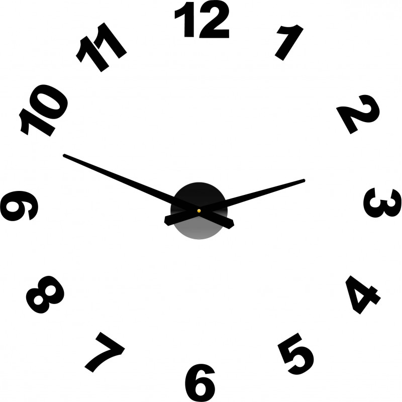 Designerski zegar ścienny z samoprzylepnymi cyframi PLEXI OPTIC