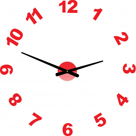 Designerski zegar ścienny z samoprzylepnymi cyframi PLEXI OPTIC