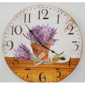 Drewniany zegar lawendowy sen MDF . Fi 30 cm