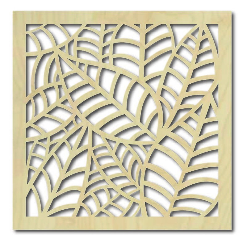 Malowidło ścienne wykonane z drewnianej sklejki, topolowa paproć