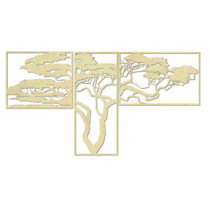 Obraz drewniany na ścianie HANAA Obraz składa się z trzech części POLONGE 2